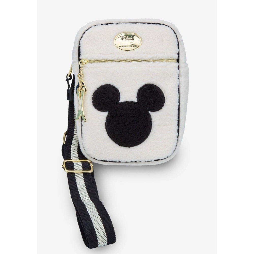Disney Our Universe Mickey Mouse Ski Sherpa Crossbody Purse Medium White New